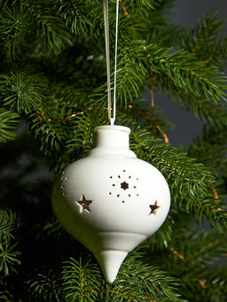 Ёлочный шар с подсветкой Снежный, 10.78.58.5 см, 1 LED, от батареек LR443, керамика, свечение тёплое белое - Luazon lighting фото 2