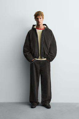QUILTED DENIM JACKET WITH HOODIE