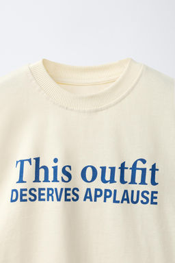 CAMISETA TEXTO FRUNCIDO / Vainilla - Zara фото 3