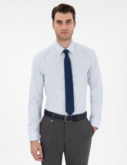 A__k Mavi Slim Fit Uzun Kollu Basic G_mlek
