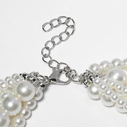 Бусы «Жемчуг», многоярусный 5 нитей, бусины №4, 6, 8, 10, цвет молочный в серебре, 70 см