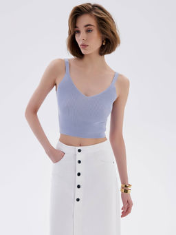 CONTE CON-651 Белая джинсовая юбка-midi на пуговицах с необработанным краем white