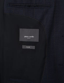 Lacivert Slim Fit %100 Y_n _izgili Tak_m Elbise