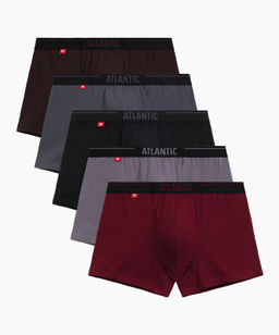 ATLANTIC 5SMH-004 Трусы шорты Solid - набор (5 шт.) коричневый + графитовый + черный + фиолетово-серый + каберне
