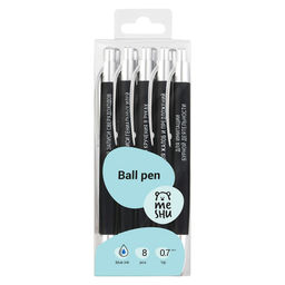 Набор ручек шар. автомат. MESHU "Wishes" 8шт., синие (MS_66072) 0.7мм, черный корпус