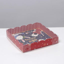 Цена за 5 шт. Коробка для кондитерских изделий с PVC крышкой Друзья, 15?15?3 см