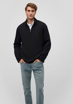 Yar? Fermuarl? Dik Yaka Siyah Kazak