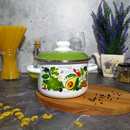 Кастрюля 2,0л цил. Авокадо 6RD161М белосн. - Стальэмаль фото 2