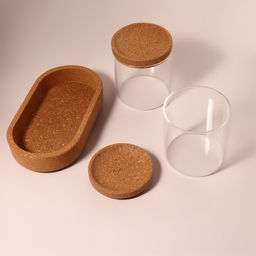 Набор органайзеров для ватных палочек и дисков, 17.5×10×10 см, прозрачный/коричневый