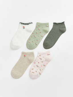 ?i?ekli Kad?n Patik ?orap 5li