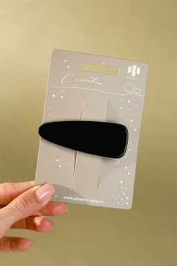 Заколка для волос зажим, арт. 71797 / 10 ЧЕРНАЯ (в наборе: 1шт., 6,9 см, черный металл, ацетилцеллюлоза, цвет: чёрный, подложка из мелованного картона + ПЭТ-пакет с европодвесом)