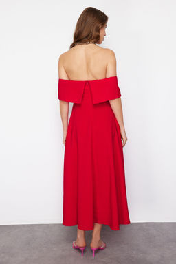 TRENDYOLMILLA Siyah Yaka Detayl? A-Kesim Dokuma S?k Abiye Elbise TPRSS24EL00210 фото 6