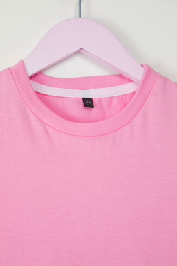 Pembe K?z Cocuk %100 Pamuk Basic K?sa Kol Orme T-Shirt TKDSS25TS00007 - Trendyolmilla фото 2