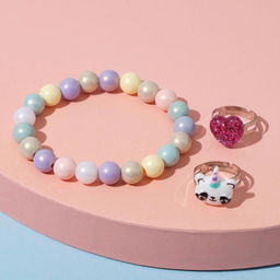 Набор детский «Выбражулька» 3 предмета: браслет, 2 кольца, перелив, цветной