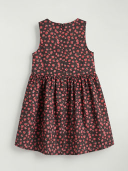 Bisiklet Yaka ?i?ekli K?z ?ocuk Elbise