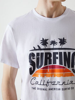 Bisiklet Yaka K?sa Kollu Bask?l? Penye Erkek Ti??rt