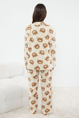 Trendyolmilla Ekru Ay?c?kl? Wellsoft K?sl?k Orme Pijama Tak?m? THMAW25PT00054 фото 9