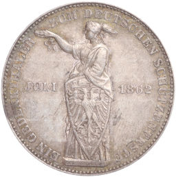 Монета 1 талер 1862 года Франкфурт Немецкий фестиваль стрельбы