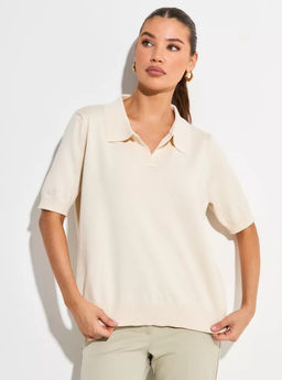 K13460 Футболка-поло (вязаный трикотаж) СВ_БЕЖЕВЫЙ