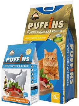 Puffins сухой корм д\кош. 10 кг Курочка и рыбка 4610003546205