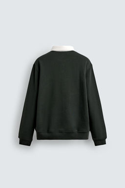 CONTRAST COLLAR POLO SWEATSHIRT - Zara фото 16