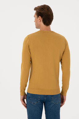 Erkek Slim Fit Bisiklet Yaka Hardal Basic Kazak - U.s. polo assn фото 5