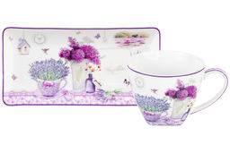 Чашка 250 мл с блюдцем для десерта 20,5*10,5*2 см Лаванда NEW BONE CHINA - Elan gallery фото 4