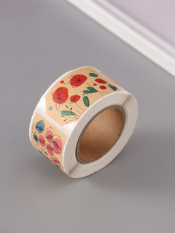 Наклейка бумага крафт Бирки. Цветы, 3?5 см 200 шт., в рулоне