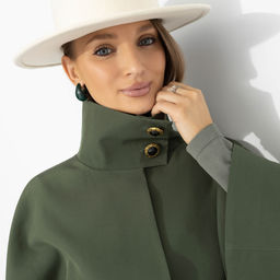 Жакет‑кейп на подкладе, Дикое притяжение (с поясом, хаки) - Charutti фото 3