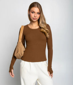 Лонгслив #КТ6889 (1), коричневый