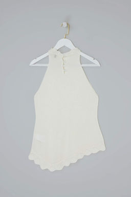 Ekru Ajurlu Halter Yaka Triko Ince Bluz TWOSS26BZ00302 - Trendyolmilla фото 6