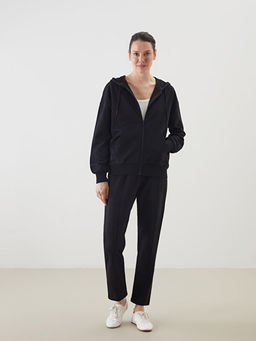 Kap??onlu Oversize Kad?n Fermuarl? Sweatshirt