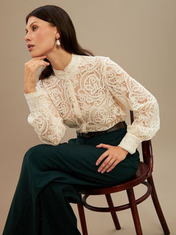 Блузка из кружевной ткани OD-977-1 молочный