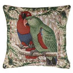 Наволочка декоративная 48х48см Два попугая, гобелен 330г/м2 - хлопок 70%, полиэстер 30%, с кантом, на молнии Домашняя мода (Россия)