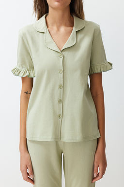 Trendyolmilla Mint %100 Pamuklu F?rf?r Detayl? Orme Pijama Tak?m? THMSS24PT00223 фото 9