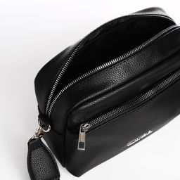 Сумка женская кросс-боди TEXTURA на молнии, 16×7×17 см, чёрная