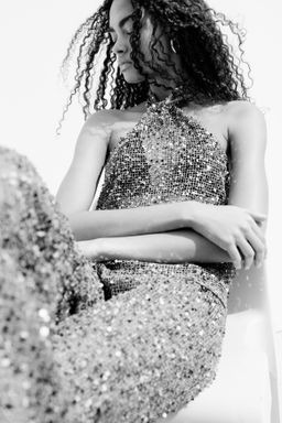 Top halter de rejilla con lentejuelas - H&m фото 4