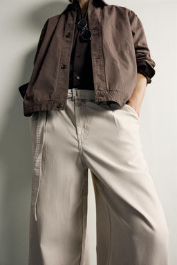 PANTAL?N RELAXED FIT PLIEGUES CINTUR?N / Gris claro - Zara фото 5