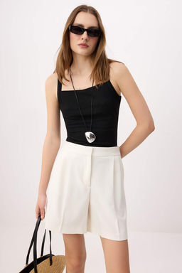 Siyah Cizgili Fitted/Vucuda Oturan Halter Yaka Kolsuz Uzun Fitilli Esnek Orme Atlet TWOSS26AL00019 - Trendyolmilla фото 2