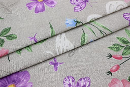 Рогожка Бабочки в цветах, ш.1.5м, хлопок-100%, 170гр/м.кв - Купава фото 5