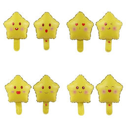 Цена за 5 шт. Воздушный шар фольгированный 10" «Звезда смайл», для палочки, МИКС