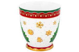 Кружка 500 мл 13,5*10*10,5 см на ножке Новогодняя елка красный узор NEW BONE CHINA - Elan gallery фото 5