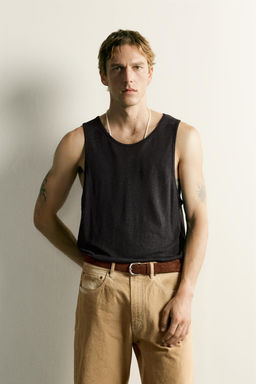 CAMISETA TANK RELAXED FIT VISCOSA - LINO / Negro - Zara фото 2