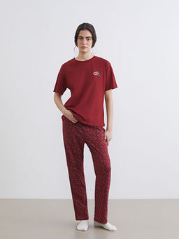 Bisiklet Yaka Y?lba?? Temal? Kad?n Pijama Tak?m?