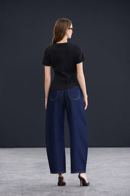 Trendyol Studio Koyu Mavi Bel Detayl? Yuksek Bel Baggy Jeans TWOAW26JE00243 - Trendyolmilla фото 3