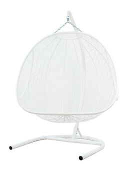 Кресло - кокон подвесное «Добрыня», 133×112×193 см, с искусственным ротангом, белое, с бежевой подушкой