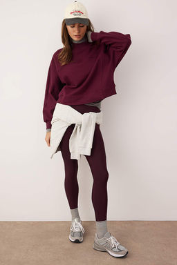 Haki Premium Oversize/Genis Kal?p Dik Yaka Kal?n Ici Polarl? Orme Sweatshirt TWOAW26SW00205 - Trendyolmilla фото 9