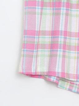 Beli Lastikli Ekose K?z ?ocuk Pijama ?ort