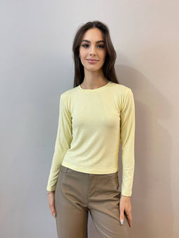 K10970 Лонгслив (в рубчик) ЖЕЛТЫЙ