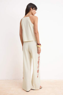 Cok Renkli Boncuk Nak?sl? Bluz Genis Paca Ince Kumas Pantolon Dokuma Alt - Ust Tak?m TWOSS26AU00151 - Trendyolmilla фото 4